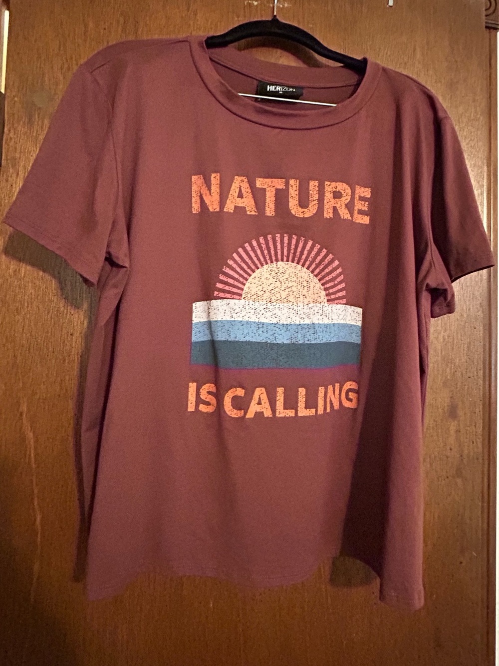 Herizon Crew Tee in Rust Red
